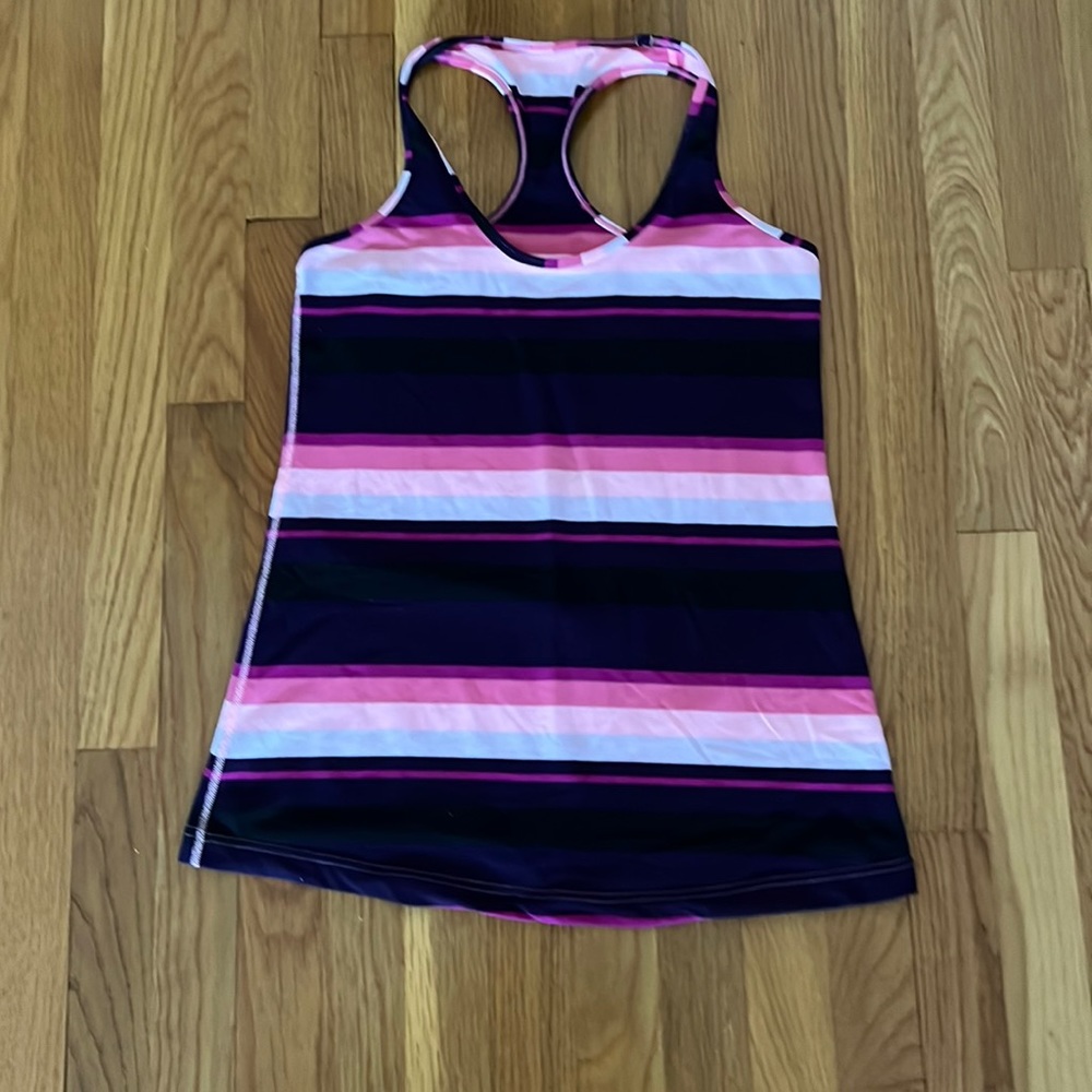 Lululemon Racerback Striped Purple Pink Colorful Tank